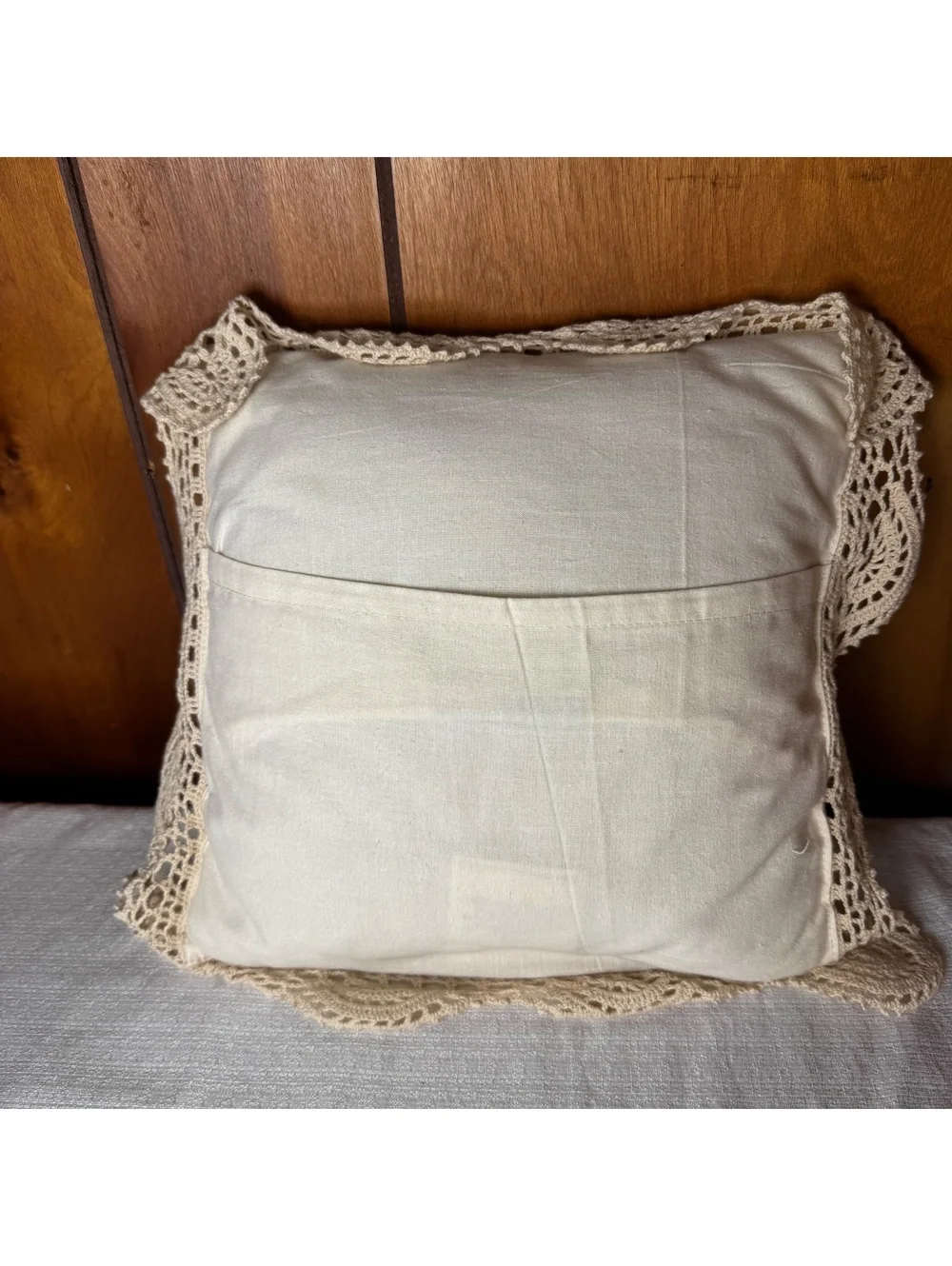 Handmade Cotton Lace Throw Pillows 12x12 Floral Crochet Cottagecore Dec